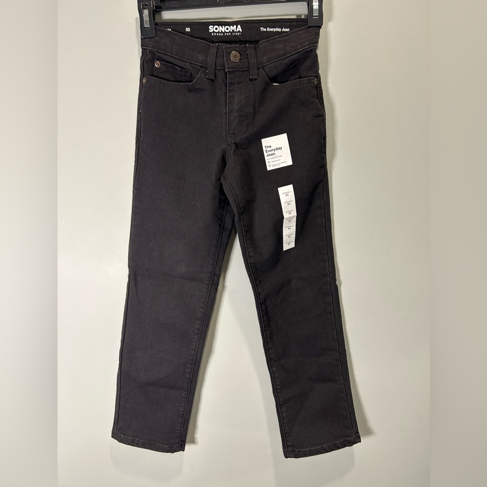 Sonoma Everyday Jeans Boy’s Size 8 Slim Straight Leg Black Denim NWT